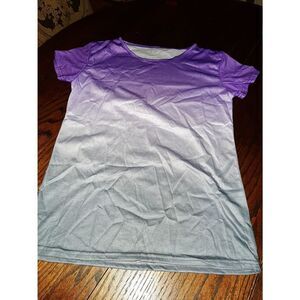 New Large Purple to Grey Fade Short Sleeve Casual Shirt Tee T-Shirt Shor…